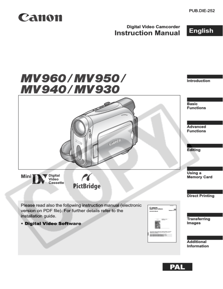 Canon MV940 User manual Canon MV940 User manual