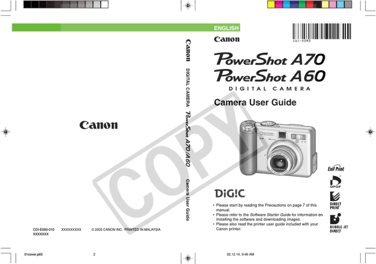 Canon PowerShot A60 User guide Canon PowerShot A60 User guide