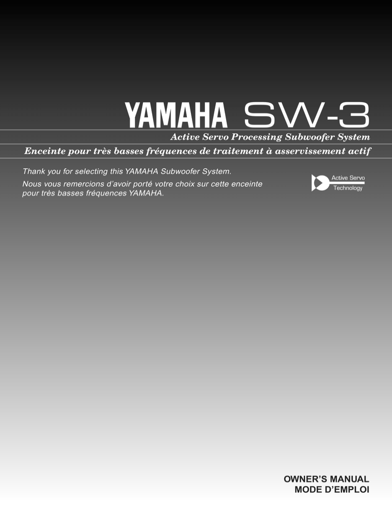 Yamaha SW-3 Owner's manual Yamaha SW-3 Owner's manual