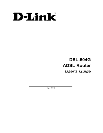D-Link DSL-504G Network Router User`s guide | Manualzz D-Link DSL-504G Network Router User`s guide | Manualzz