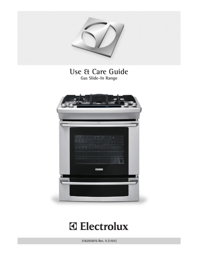 Electrolux Gas Slide-In Range 318205876 User guide Electrolux Gas Slide-In Range 318205876 User guide