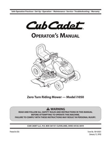 Cub Cadet i1050 Operator's Manual | Manualzz