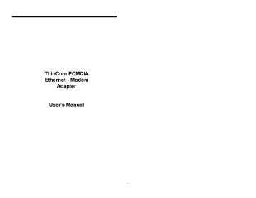 EXP Computer ThinCom ThinCom PCMCIA Ethernet Modem Adapter User's Manual | Manualzz
