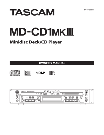 Tascam MT821 - MiniDisc Recorder - Metallic Owner's Manual | Manualzz