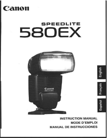 Canon Speedlite 580EX, 58OEX Owner's manual Canon Speedlite 580EX, 58OEX Owner's manual