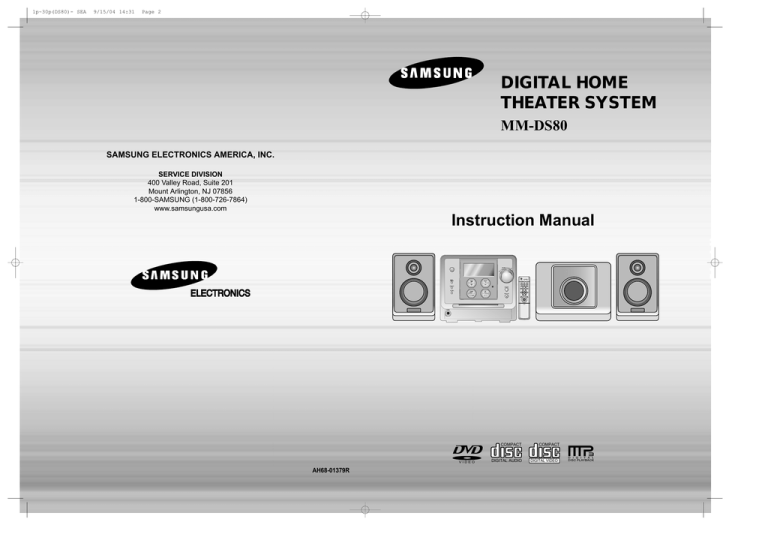 Samsung DS80 - MM Micro System User manual Samsung DS80 - MM Micro System User manual