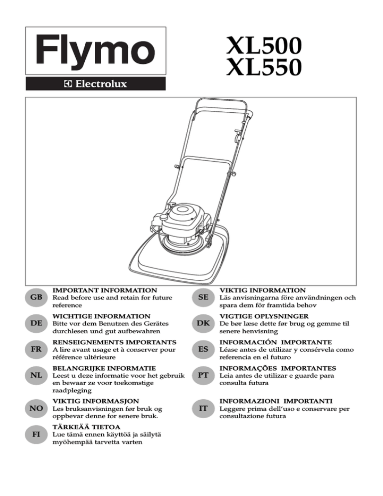 Electrolux XL500, FLYMO XL500 User manual Electrolux XL500, FLYMO XL500 User manual