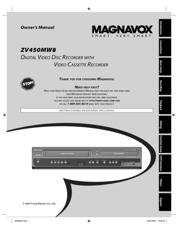 Magnavox ZV450MW8 - DVD Recorder And VCR Combo Owner's Manual | Manualzz