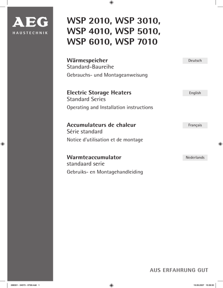 AEG WSP 3010 Operating instructions AEG WSP 3010 Operating instructions