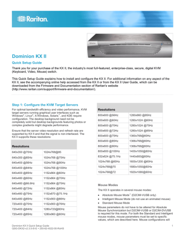 Raritan KX II Setup guide | Manualzz