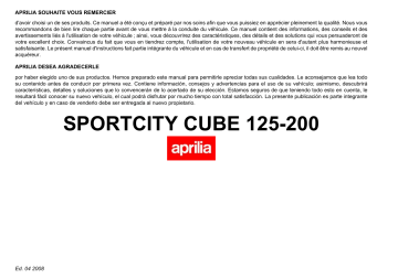 APRILIA SPORTCITY CUBE 125 Owner Manual | Manualzz