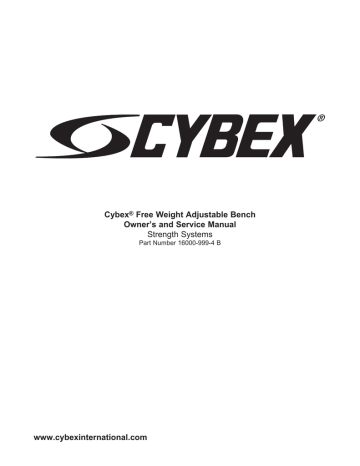 Cybex International 16000 ADJUSTABLE BENCH Owner Manual | Manualzz