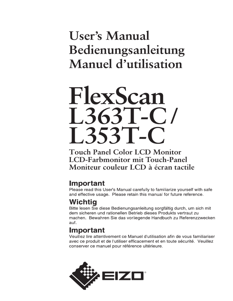 Eizo FlexScan L353T-C User manual Eizo FlexScan L353T-C User manual