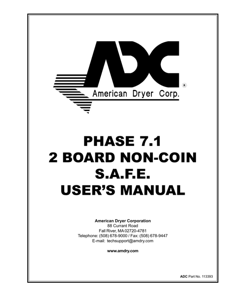 American Dryer Corp. AD-670 User's manual American Dryer Corp. AD-670 User's manual