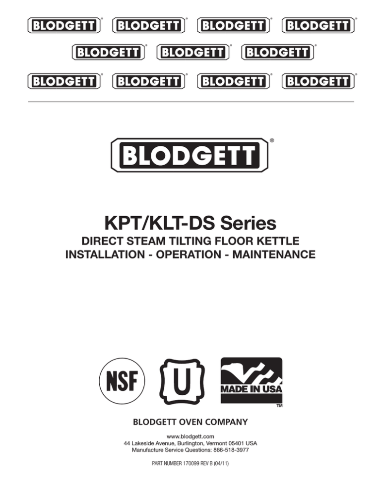 Blodgett KPT-40DS Operating instructions Blodgett KPT-40DS Operating instructions