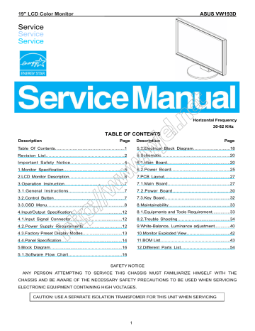 Asus VW19 User manual Asus VW19 User manual