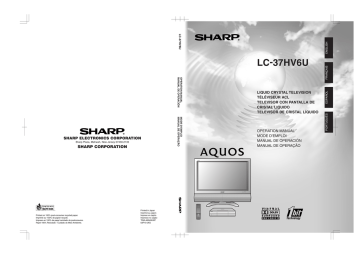 Sharp Aquos LC 37HV6U Operating instructions Sharp Aquos LC 37HV6U Operating instructions
