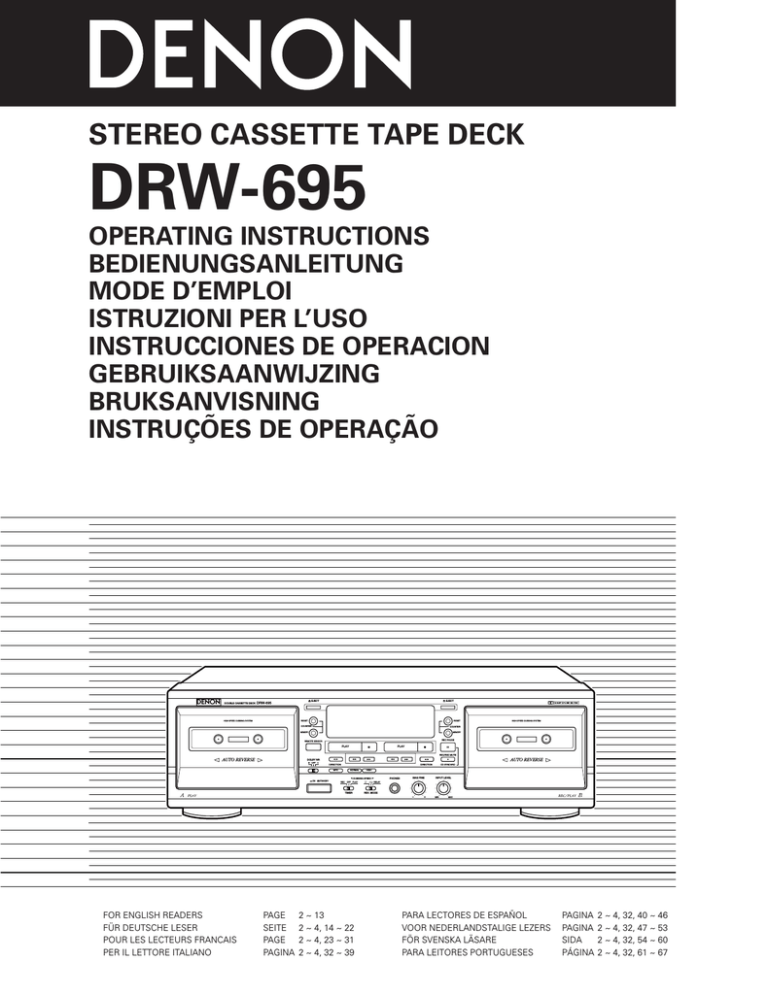 Denon DRW-695 Operating instructions Denon DRW-695 Operating instructions