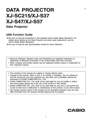 Casio XJ-37 User's Guide Casio XJ-37 User's Guide