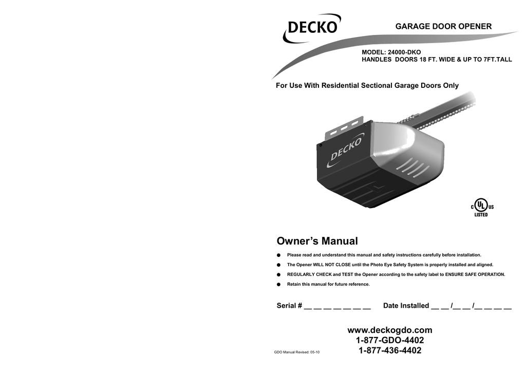 Decko 24000-DKO Owner`s manual Decko 24000-DKO Owner`s manual