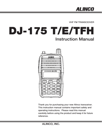 Alinco DJ-596T, DJ-175 Instruction manual Alinco DJ-596T, DJ-175 Instruction manual