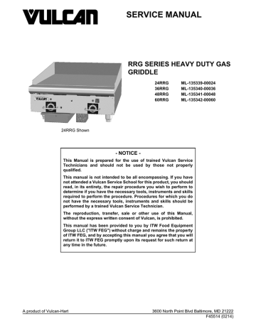 Vulcan-Hart 24RRG Service manual | Manualzz