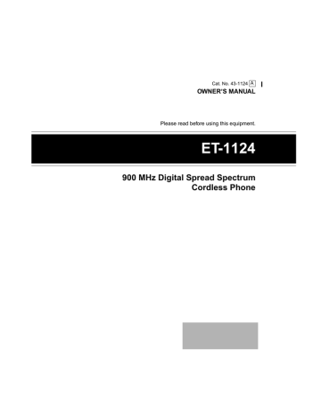 Radio Shack ET-1124 Owner's manual Radio Shack ET-1124 Owner's manual