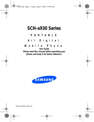 Samsung SCH-A930 Verizon Wireless, A930 - Verizon Wireless User guide Samsung SCH-A930 Verizon Wireless, A930 - Verizon Wireless User guide
