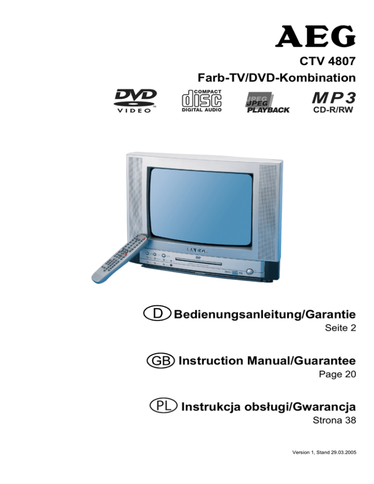 AEG CTV 4807 DVD User manual AEG CTV 4807 DVD User manual