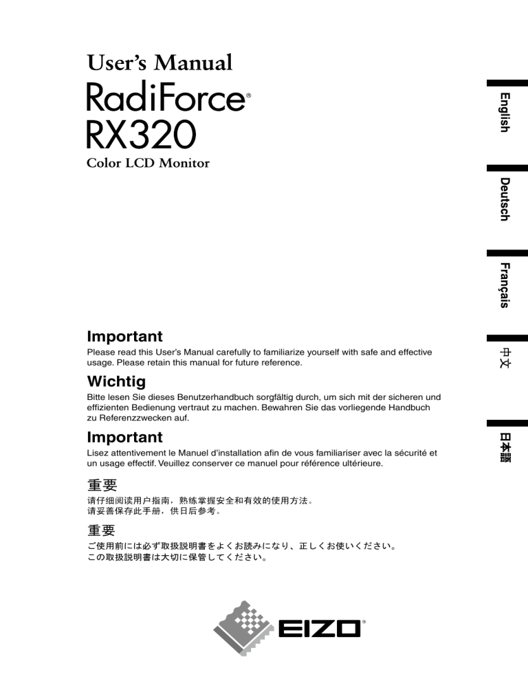 Eizo RadiForce RX320 User manual Eizo RadiForce RX320 User manual