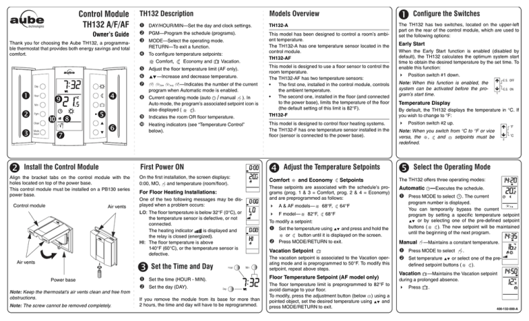 Aube Technologies TH305 Specification Aube Technologies TH305 Specification