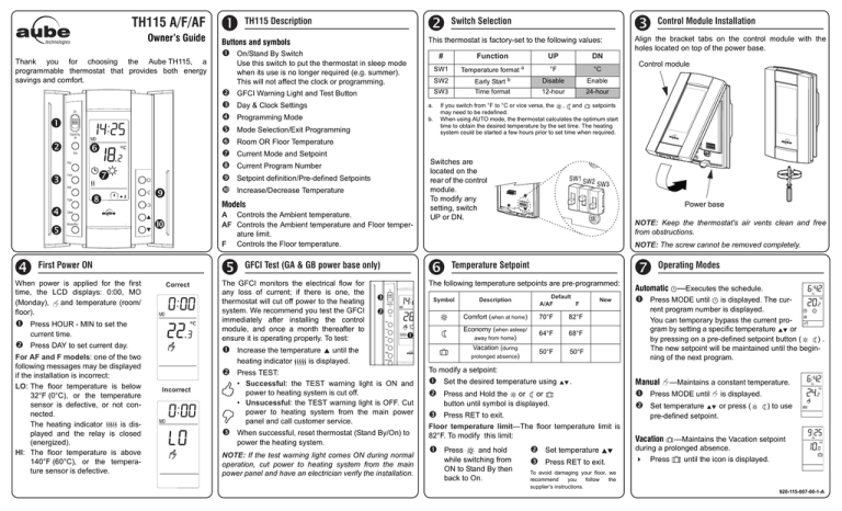 Aube Technologies TH404 User manual Aube Technologies TH404 User manual