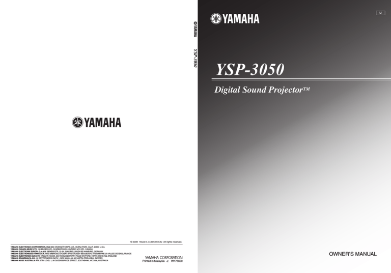 Yamaha YSP-3050BL Owner's manual Yamaha YSP-3050BL Owner's manual