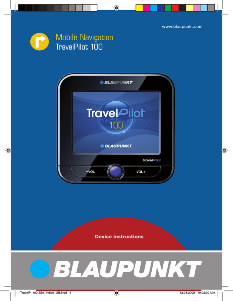 Blaupunkt TravelPilot 100 Datasheet Blaupunkt TravelPilot 100 Datasheet