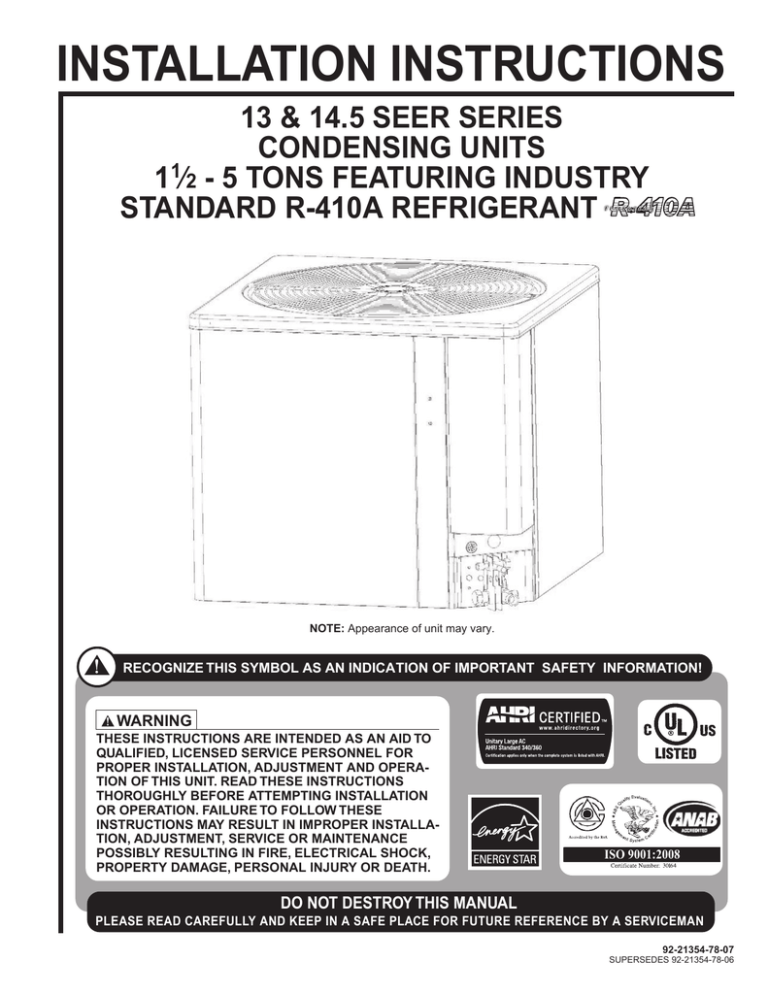 Rheem R-410A Specification Rheem R-410A Specification