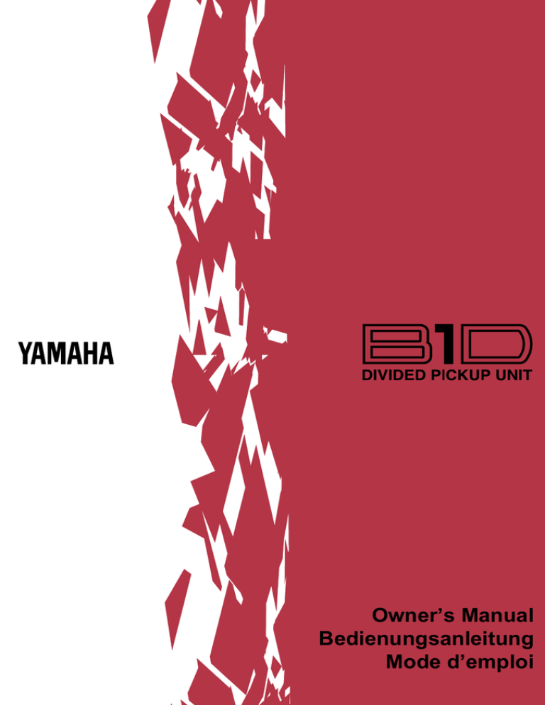 Yamaha TRB6, B1D Owner's manual Yamaha TRB6, B1D Owner's manual