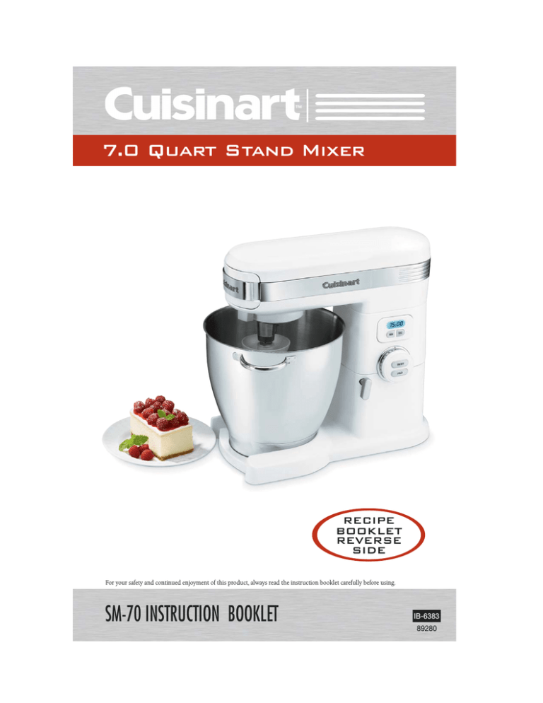 Cuisinart SM-70BK, SM-70BC, SM-70, SM-70C Owner's manual Cuisinart SM-70BK, SM-70BC, SM-70, SM-70C Owner's manual