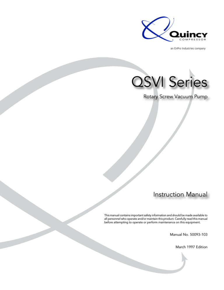 Quincy Compressor QSVI Series User manual Quincy Compressor QSVI Series User manual