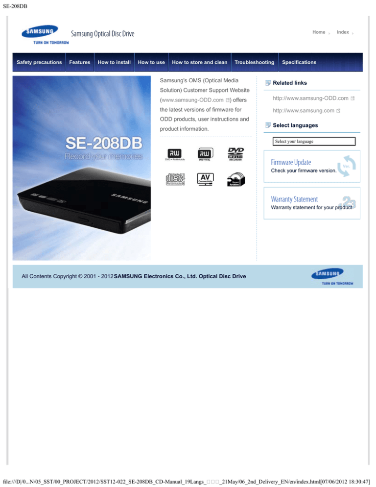 Samsung SE-208DB User manual Samsung SE-208DB User manual