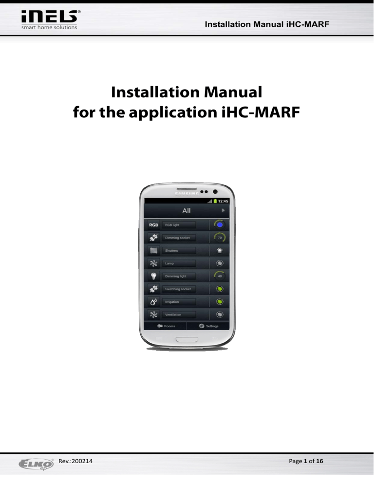 Elko eLAN-RF-003 User manual Elko eLAN-RF-003 User manual
