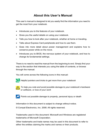 User's manual | Compal Notebook User`s manual | Manualzz