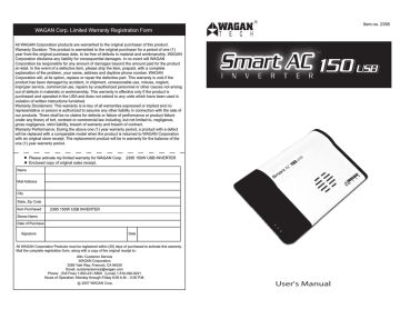 User's manual | Wagan AC Inverter User`s manual | Manualzz