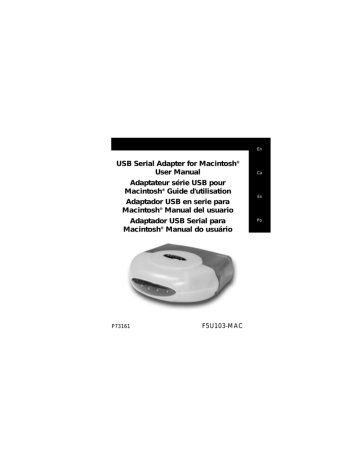 Belkin ADAPTATEUR USB SÉRIE POUR MAC® #F5U103FMAC, ArtZ II User manual Belkin ADAPTATEUR USB SÉRIE POUR MAC® #F5U103FMAC, ArtZ II User manual