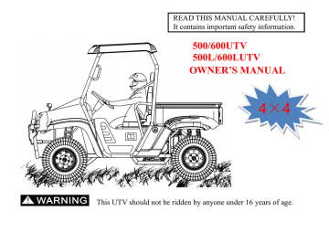 Owner's manual | UTVs Factory UTV500CC Owner`s manual | Manualzz