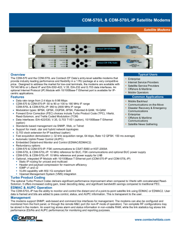 Comtech EF Data | Vipersat CDM-570 | User manual | CDM-570/L & CDM-570/L-IP Satellite Modems | Manualzz