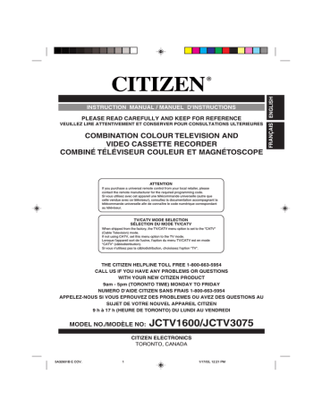 Citizen JCTV3075 Instruction manual Citizen JCTV3075 Instruction manual