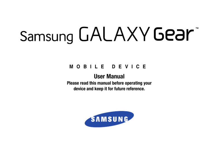 Samsung Galaxy Gear User manual Samsung Galaxy Gear User manual