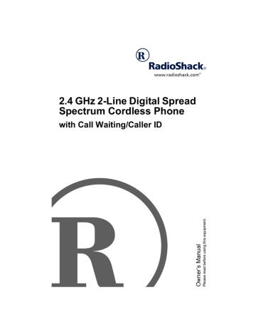 Radio Shack 2.4 GHz 2-Line Digital Spread Spectrum Cordless Phone with Call Waiting/Caller ID Owner's Manual | Manualzz Radio Shack 2.4 GHz 2-Line Digital Spread Spectrum Cordless Phone with Call Waiting/Caller ID Owner's Manual | Manualzz