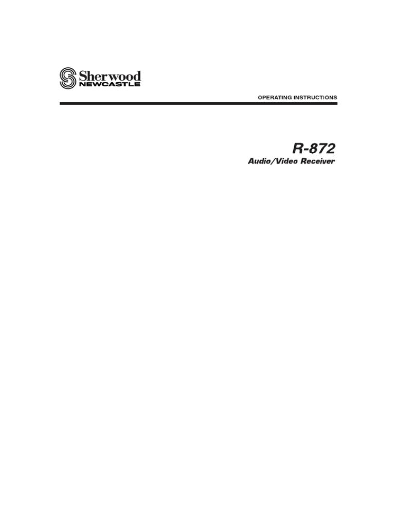 Sherwood R-872 Operating instructions Sherwood R-872 Operating instructions