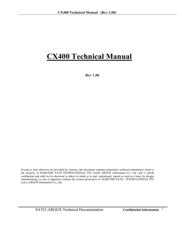 SATO CX400 Datasheet SATO CX400 Datasheet
